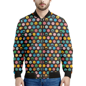 Colorful Emoji Faces Pattern Print Men's Bomber Jacket