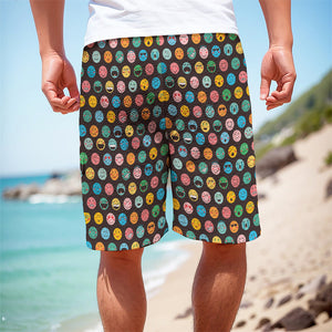 Colorful Emoji Faces Pattern Print Men's Cargo Shorts