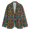 Colorful Emoji Faces Pattern Print Men's Cotton Blazer