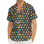 Colorful Emoji Faces Pattern Print Men's Deep V-Neck Shirt