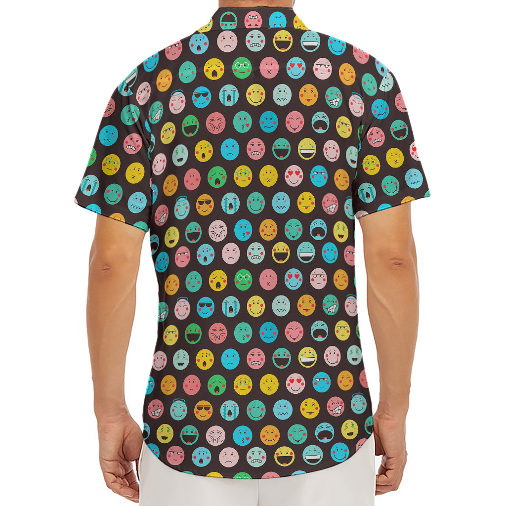 Colorful Emoji Faces Pattern Print Men's Deep V-Neck Shirt