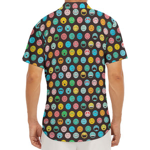 Colorful Emoji Faces Pattern Print Men's Deep V-Neck Shirt