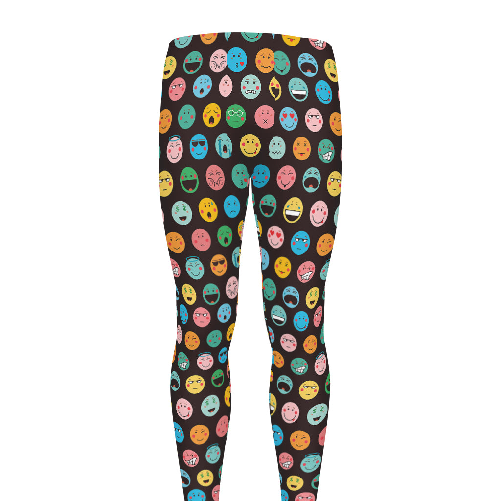 Colorful Emoji Faces Pattern Print Men's leggings