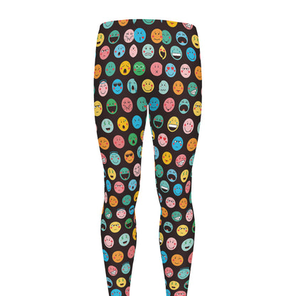 Colorful Emoji Faces Pattern Print Men's leggings
