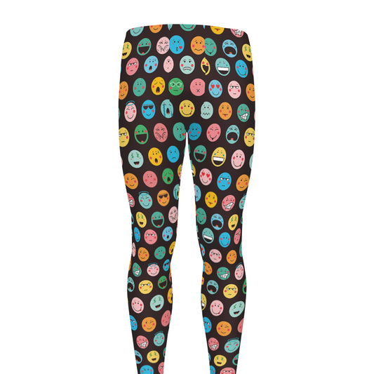 Colorful Emoji Faces Pattern Print Men's leggings