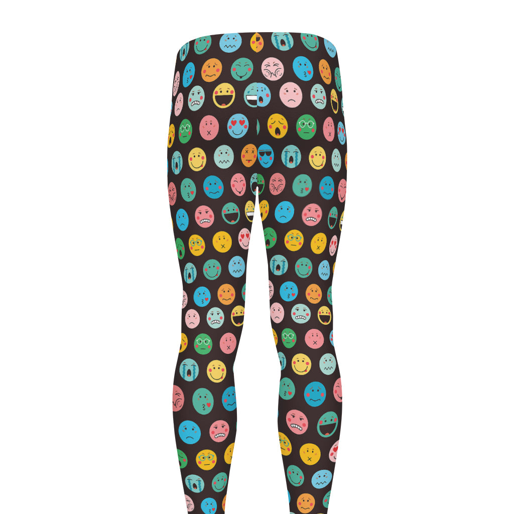 Colorful Emoji Faces Pattern Print Men's leggings