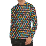 Colorful Emoji Faces Pattern Print Men's Long Sleeve Rash Guard