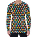 Colorful Emoji Faces Pattern Print Men's Long Sleeve T-Shirt