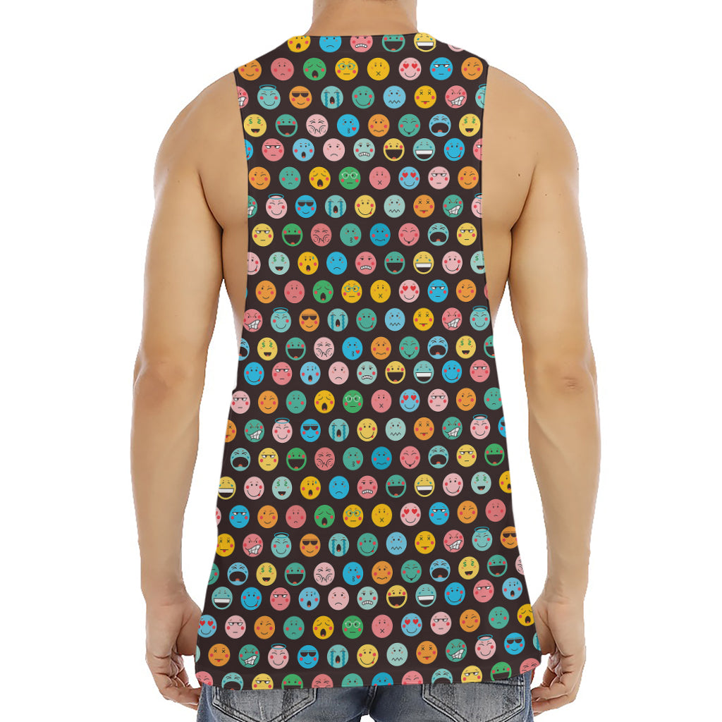 Colorful Emoji Faces Pattern Print Men's Muscle Tank Top