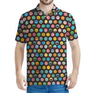 Colorful Emoji Faces Pattern Print Men's Polo Shirt