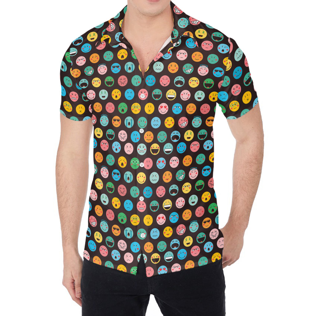 Colorful Emoji Faces Pattern Print Men's Shirt