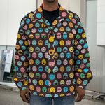 Colorful Emoji Faces Pattern Print Men's Shirt Jacket