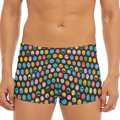 Colorful Emoji Faces Pattern Print Men's Short Boxer Briefs