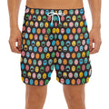 Colorful Emoji Faces Pattern Print Men's Split Running Shorts