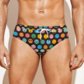 Colorful Emoji Faces Pattern Print Men's Swim Briefs
