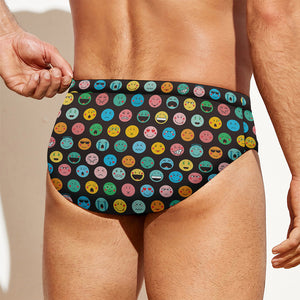 Colorful Emoji Faces Pattern Print Men's Swim Briefs