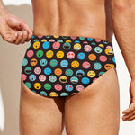 Colorful Emoji Faces Pattern Print Men's Swim Briefs