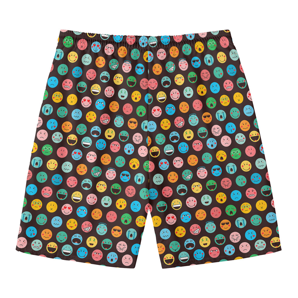 Colorful Emoji Faces Pattern Print Men's Swim Trunks