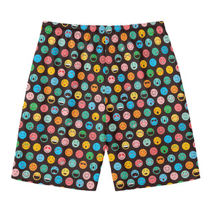 Colorful Emoji Faces Pattern Print Men's Swim Trunks