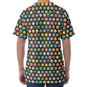 Colorful Emoji Faces Pattern Print Men's Velvet T-Shirt