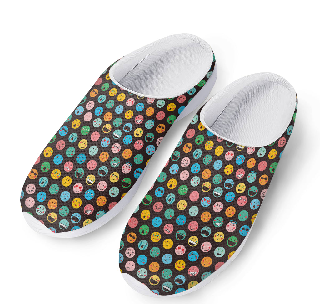 Colorful Emoji Faces Pattern Print Mesh Casual Shoes