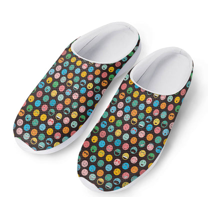 Colorful Emoji Faces Pattern Print Mesh Casual Shoes