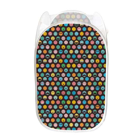 Colorful Emoji Faces Pattern Print Mesh Laundry Hamper