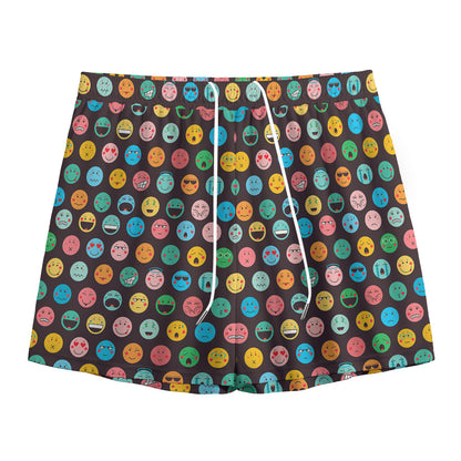 Colorful Emoji Faces Pattern Print Mesh Shorts