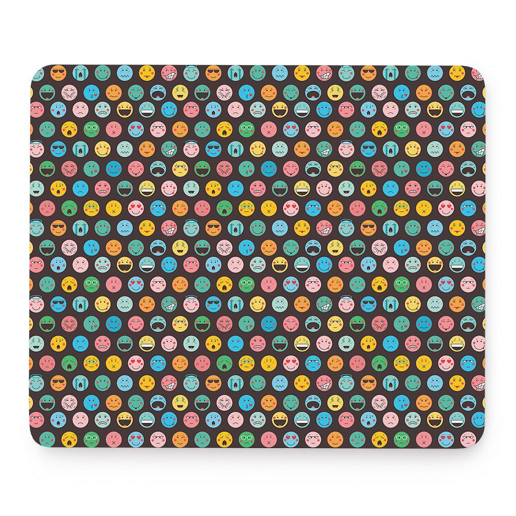 Colorful Emoji Faces Pattern Print Mouse Pad