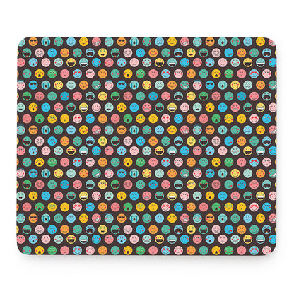 Colorful Emoji Faces Pattern Print Mouse Pad