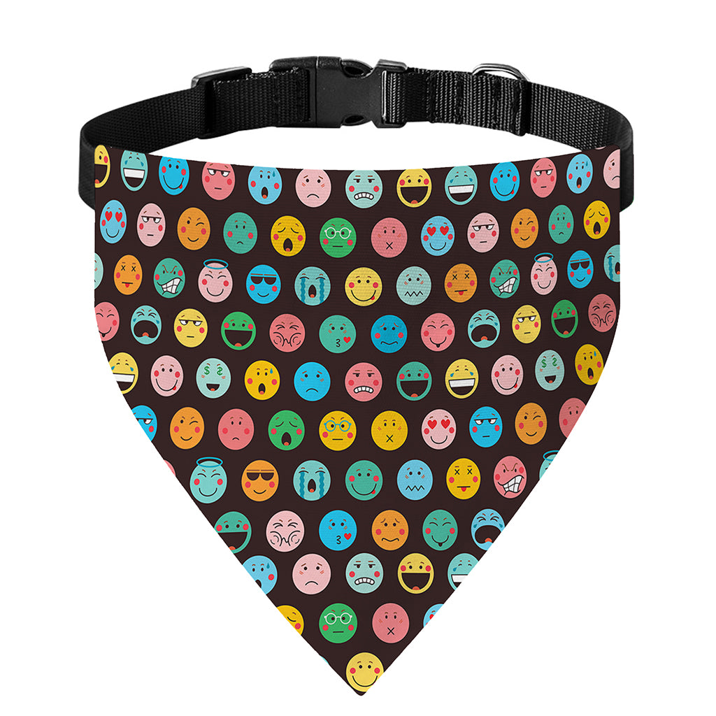 Colorful Emoji Faces Pattern Print Over The Collar Dog Bandana