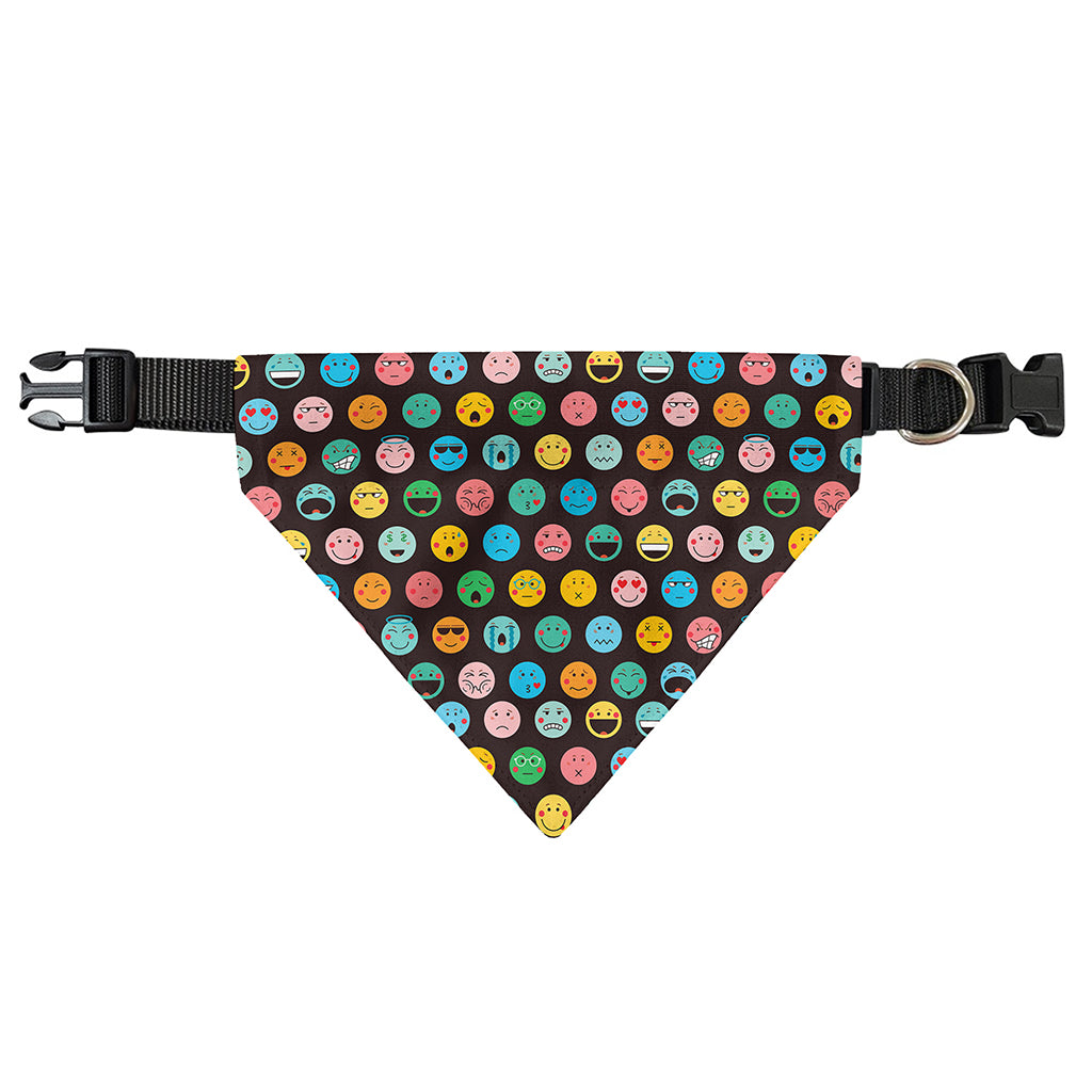 Colorful Emoji Faces Pattern Print Over The Collar Dog Bandana