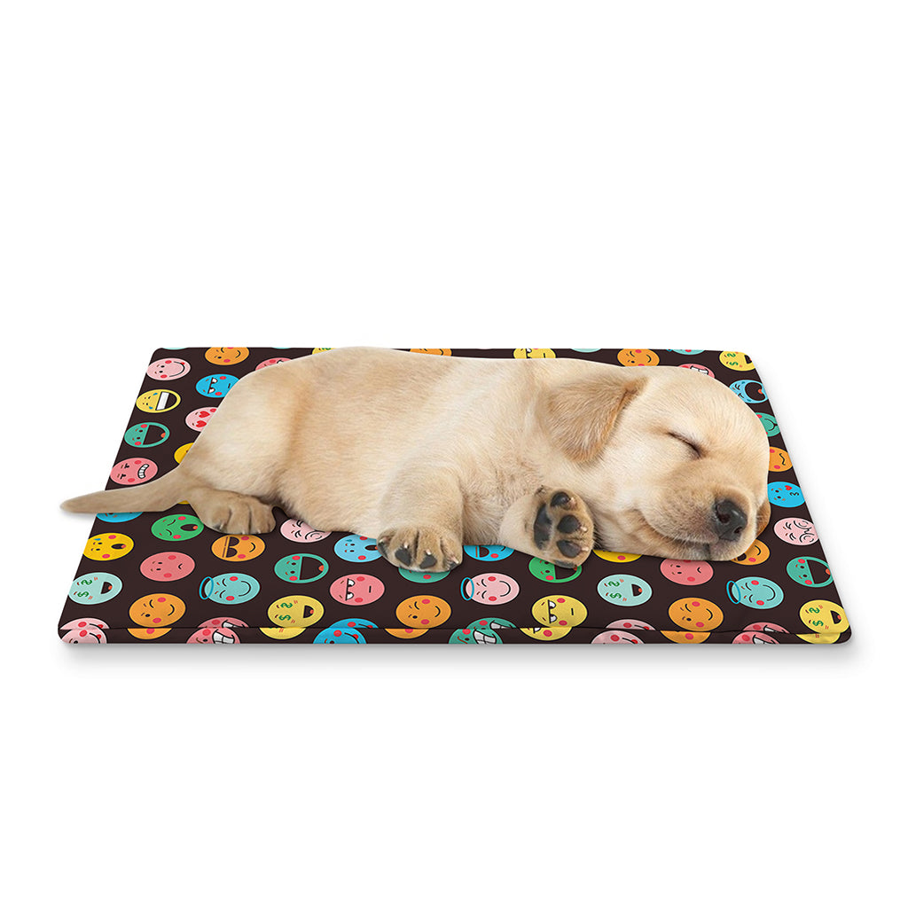 Colorful Emoji Faces Pattern Print Pet Cooling Mat Cover