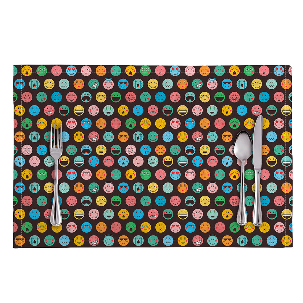 Colorful Emoji Faces Pattern Print Placemat