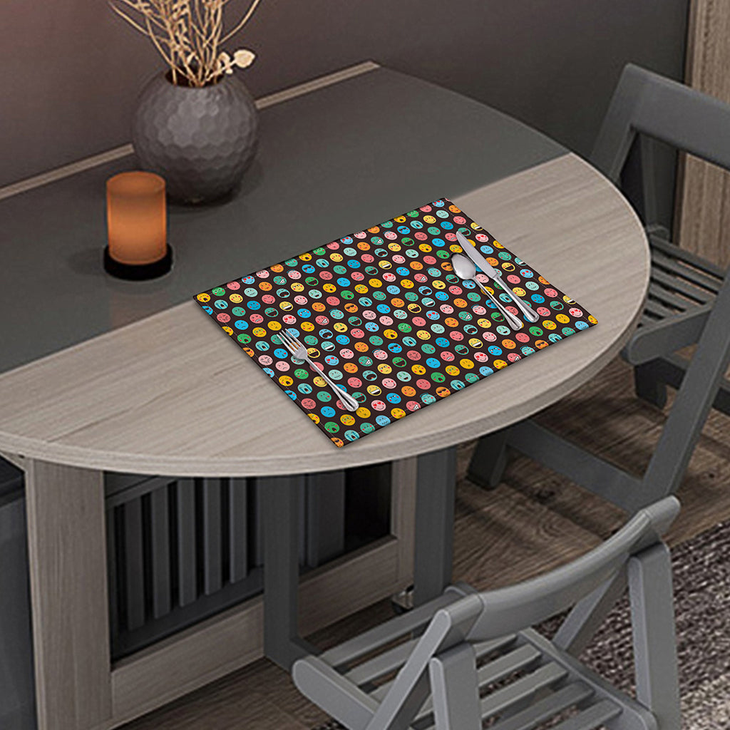 Colorful Emoji Faces Pattern Print Placemat