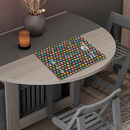 Colorful Emoji Faces Pattern Print Placemat