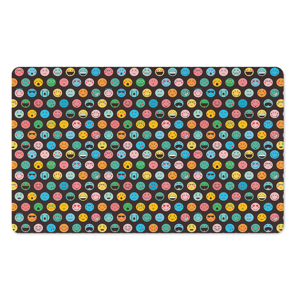 Colorful Emoji Faces Pattern Print Polyester Doormat