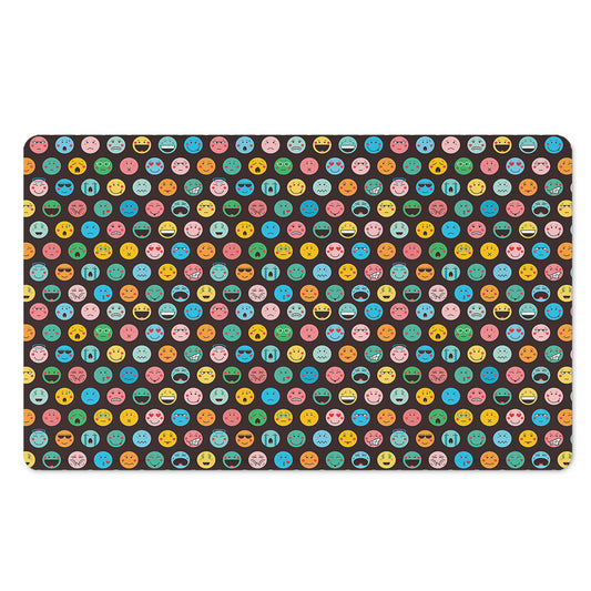 Colorful Emoji Faces Pattern Print Polyester Doormat