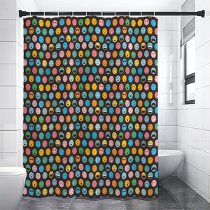 Colorful Emoji Faces Pattern Print Premium Shower Curtain