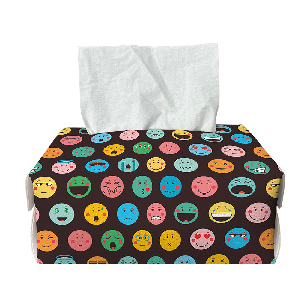 Colorful Emoji Faces Pattern Print Rectangle Tissue Box Cover