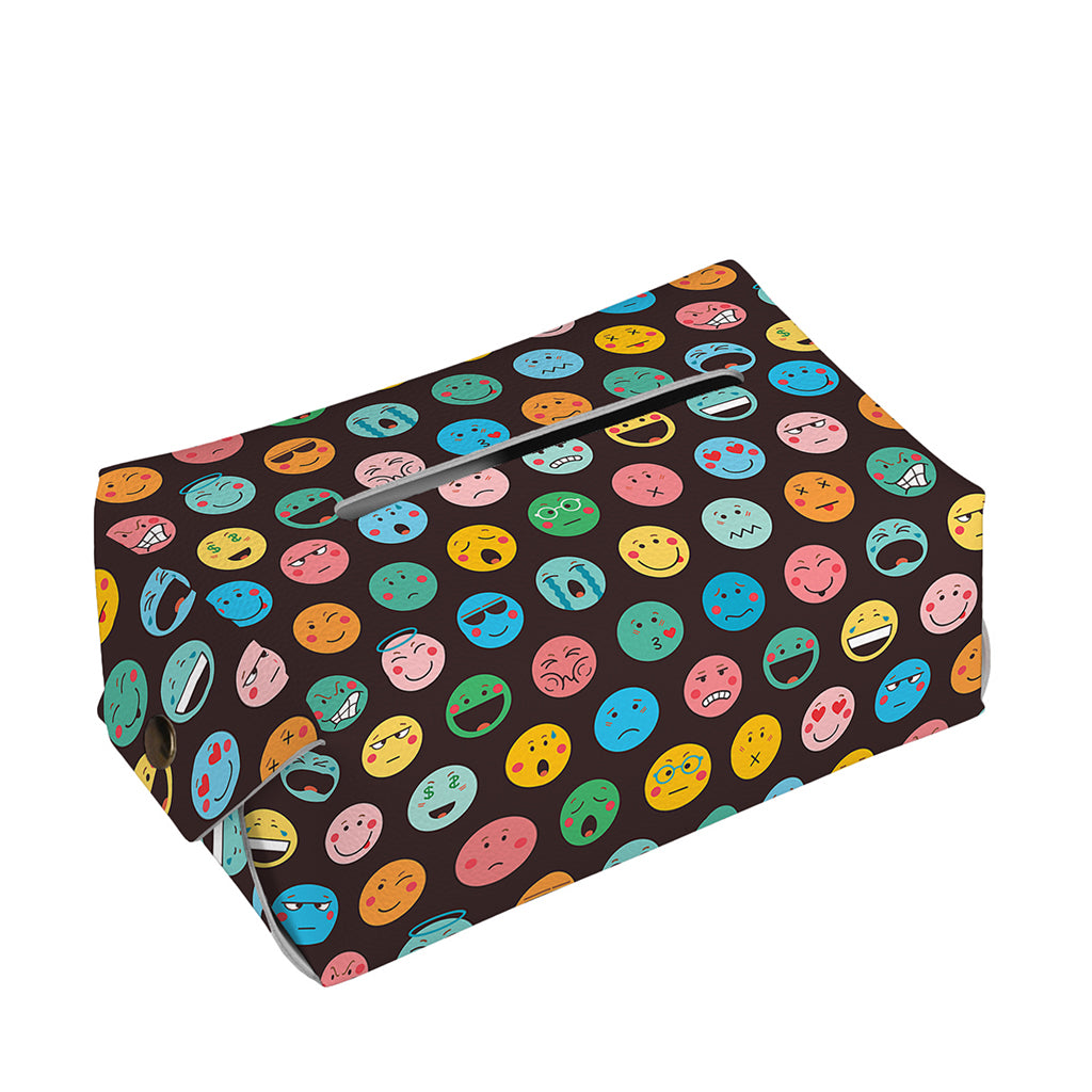 Colorful Emoji Faces Pattern Print Rectangle Tissue Box Cover