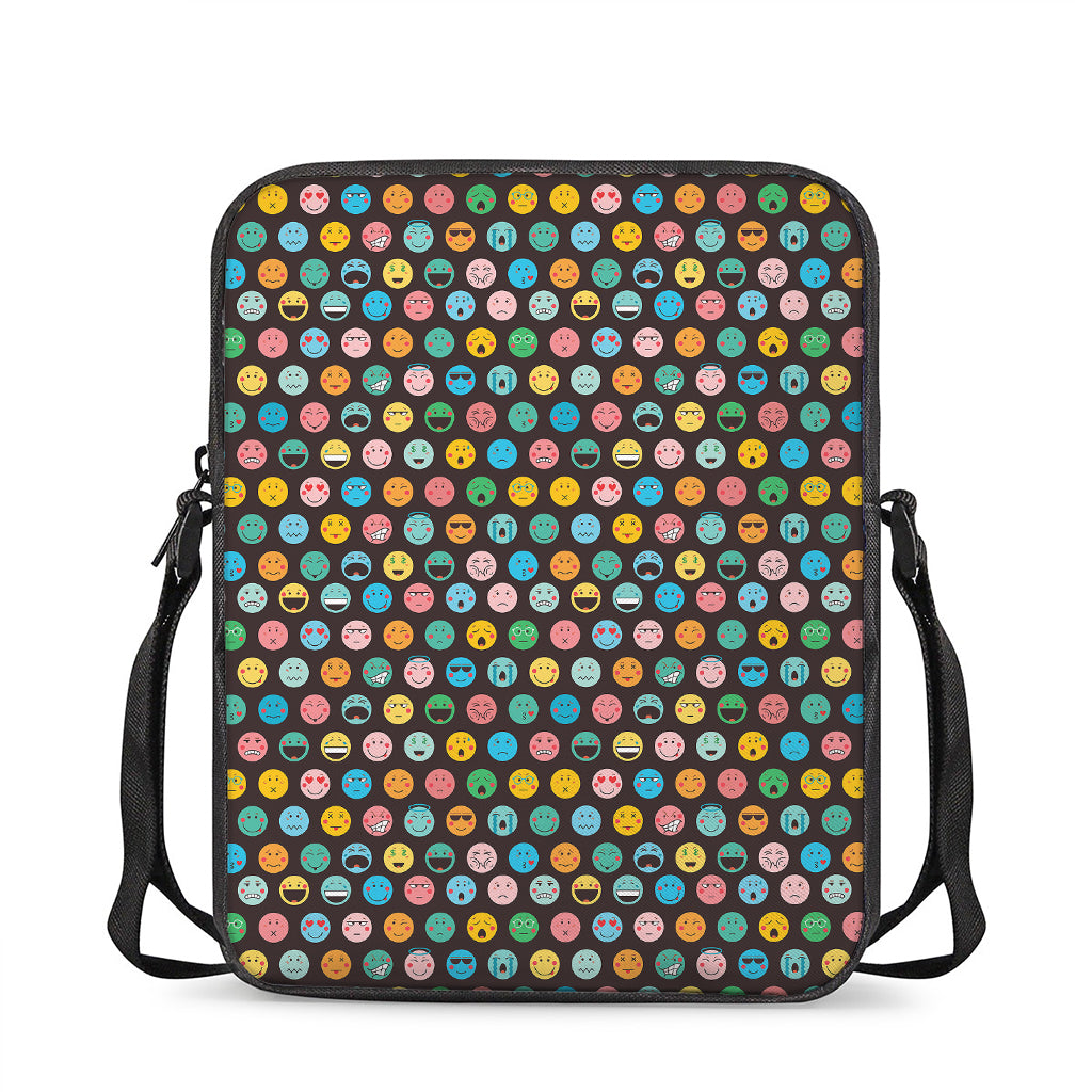 Colorful Emoji Faces Pattern Print Rectangular Crossbody Bag