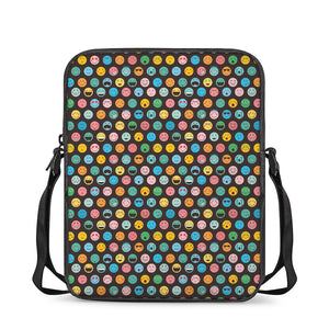 Colorful Emoji Faces Pattern Print Rectangular Crossbody Bag