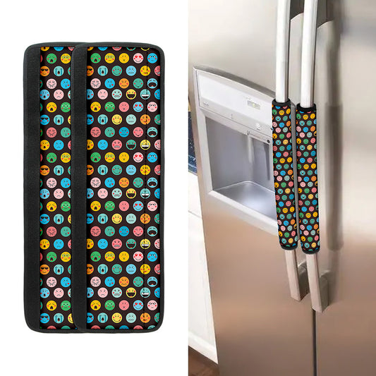 Colorful Emoji Faces Pattern Print Refrigerator Handle Covers