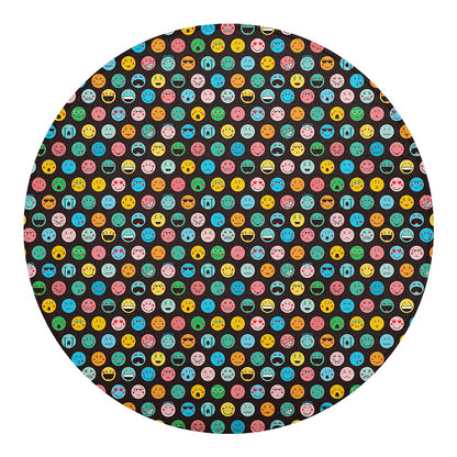 Colorful Emoji Faces Pattern Print Round Blanket