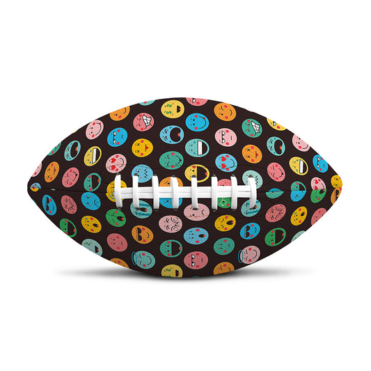 Colorful Emoji Faces Pattern Print Rugby Ball