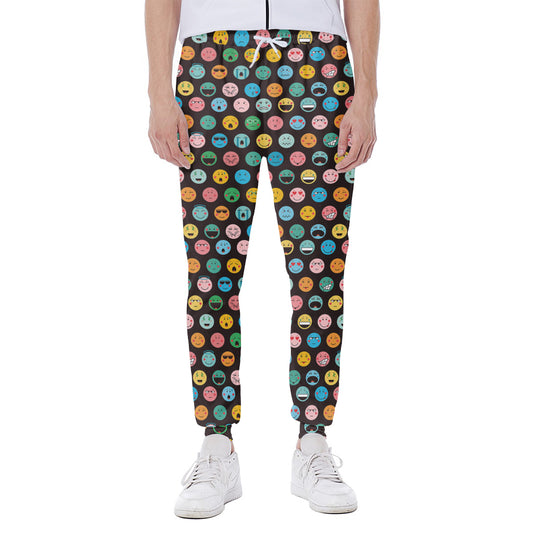 Colorful Emoji Faces Pattern Print Scuba Joggers