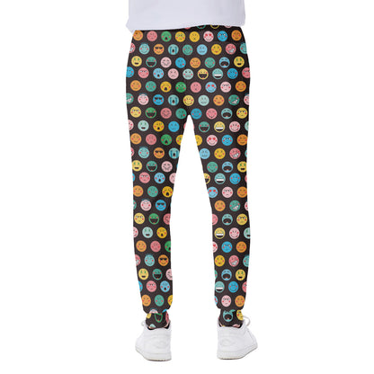 Colorful Emoji Faces Pattern Print Scuba Joggers
