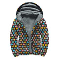 Colorful Emoji Faces Pattern Print Sherpa Lined Zip Up Hoodie