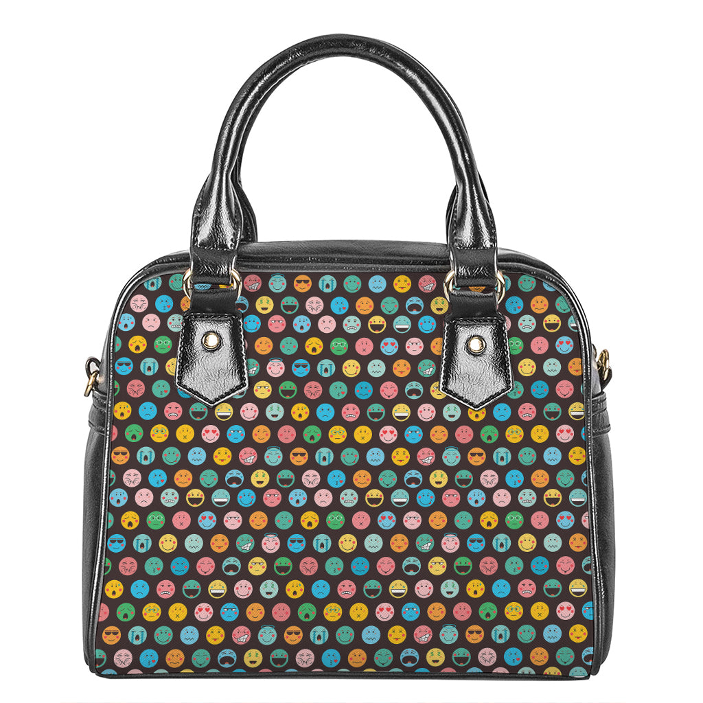 Colorful Emoji Faces Pattern Print Shoulder Handbag